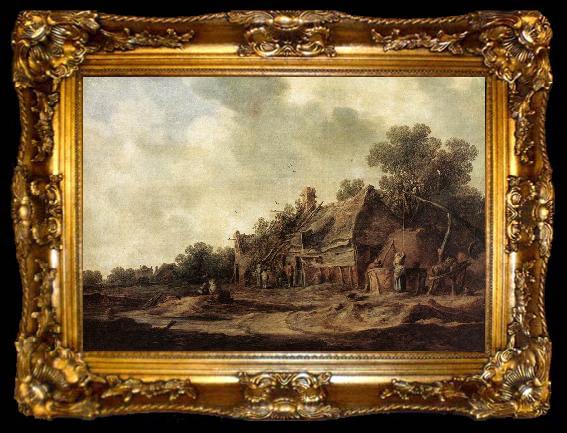 framed  GOYEN, Jan van Peasant Huts with a Sweep Well sdg, ta009-2